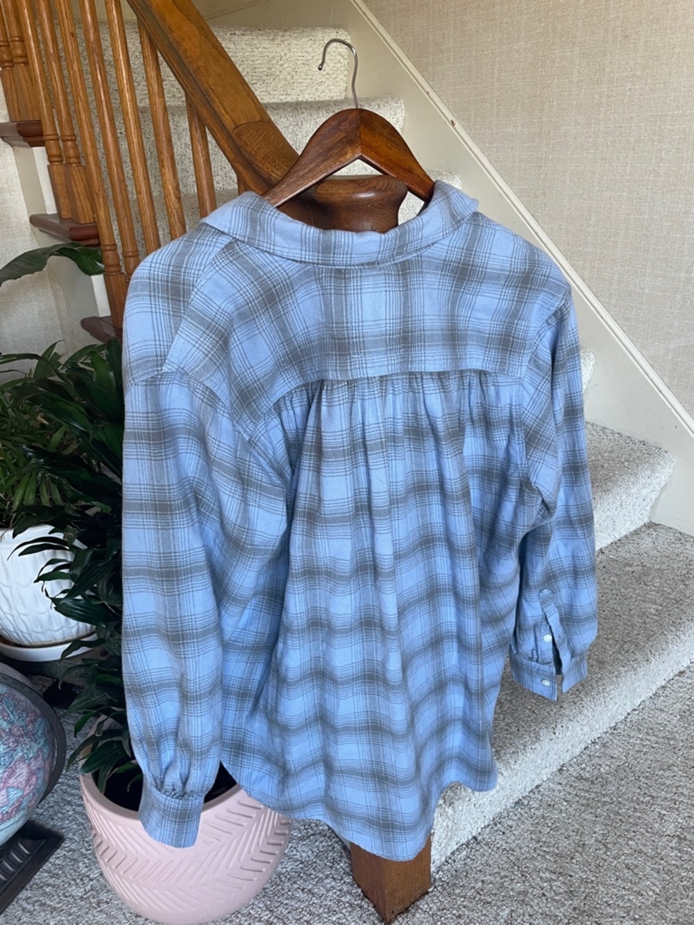 Aerie Anytime Fav Flannel Button Down Shirt Monaco Blue NWT - Picture 8 of 12